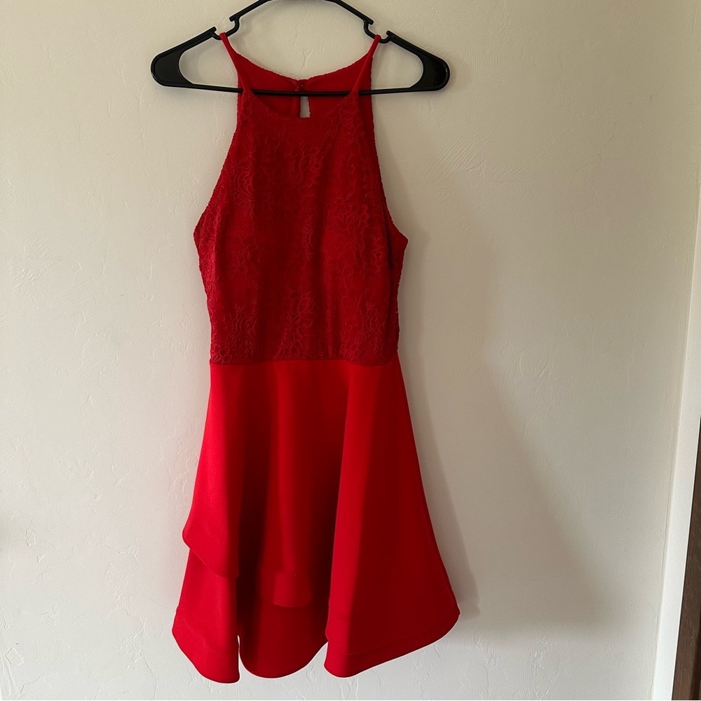 B. Darlin Juniors’ Lace Bodice A-Line Dress - Picture 2 of 7